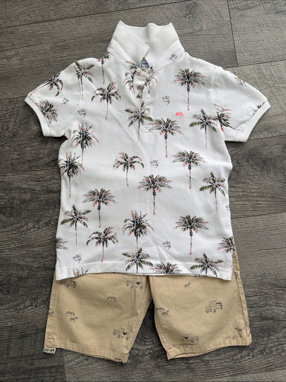 Mayoral White Polo shirt and shorts sz 7 years NEW SUMMER